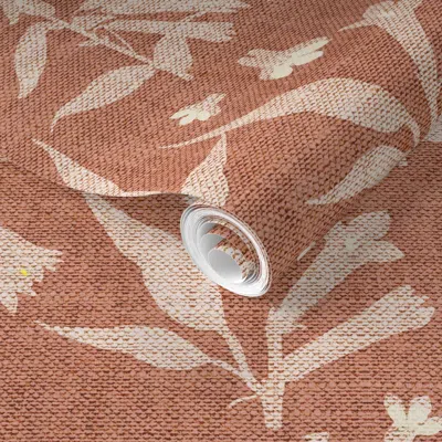 Spoonflower Pre-pasted Wallpaper North Flora Marsala 2' X 12' Removable