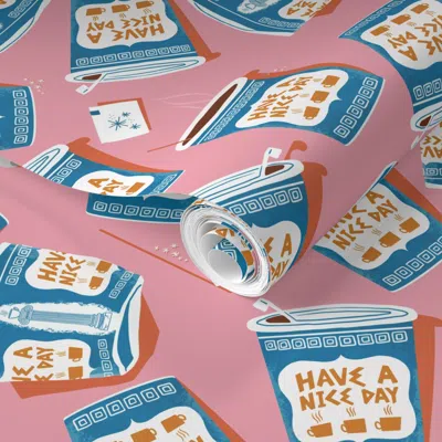 Spoonflower Pre-pasted Wallpaper Nyc Coffee Cup (updated) 2' X 12' Removable