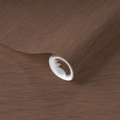 Spoonflower Pre-pasted Wallpaper Ocean Linen Blender Cinnamon 6f422b 2' X 12' Removable In Brown