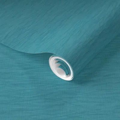 Spoonflower Pre-pasted Wallpaper Ocean Linen Blender Lagoon 2f909f 2' X 12' Removable