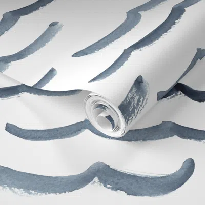 Spoonflower Pre-pasted Wallpaper Ocean Waves 2' X 12' Removable In Multi