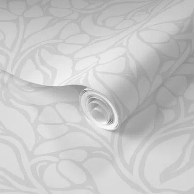 Spoonflower Pre-pasted Wallpaper Off White Neutral Floral Design Soft Color Beige Pattern  Removable In Metallic