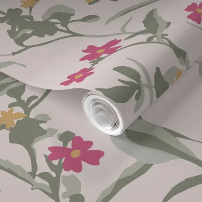 Spoonflower Pre-pasted Wallpaper Olivia Chinoiserie Custom 2' X 12' Removable