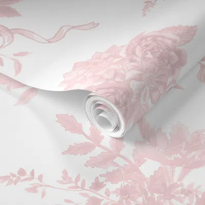 Spoonflower Pre-pasted Wallpaper Opaline Ballet Slipper On White 2' X 12' Removable