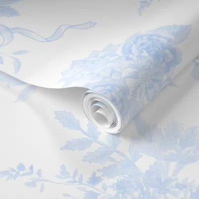 Spoonflower Pre-pasted Wallpaper Opaline Bluebird 2' X 12' Removable