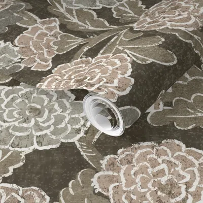 Spoonflower Pre-pasted Wallpaper Ophelia Deep Neutrals 2' X 12' Removable