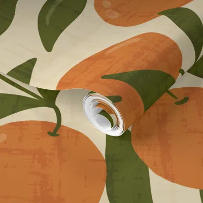 Spoonflower Pre-pasted Wallpaper Orange Grove - Vintage - Large 2' X 12' Removable