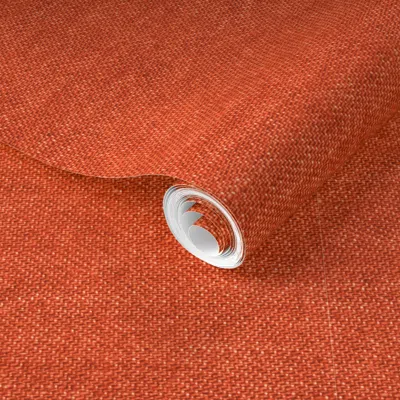 Spoonflower Pre-pasted Wallpaper Orange Linen Texture 2' X 12' Removable