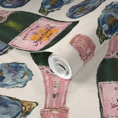 Spoonflower Pre-pasted Wallpaper Oysters And Champagne M 2' X 12' Removable