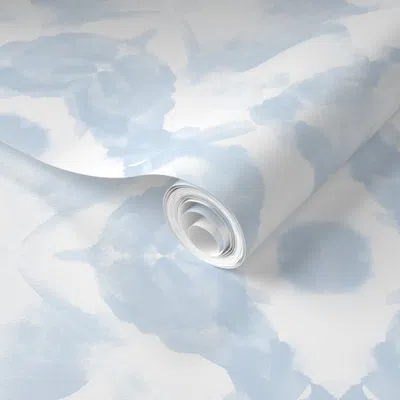 Spoonflower Pre-pasted Wallpaper Pale Blue Rorschach 2 2' X 12' Removable In Multi