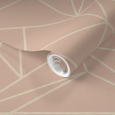 Spoonflower Pre-pasted Wallpaper Pale Peach Geometric Modern Minimalist Mid Century Modern 2' X 12' Removable