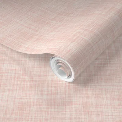 Spoonflower Pre-pasted Wallpaper Pale Pink Linen 2' X 12' Removable
