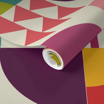Spoonflower Pre-pasted Wallpaper Palm Springs Bauhaus 2' X 12' Removable