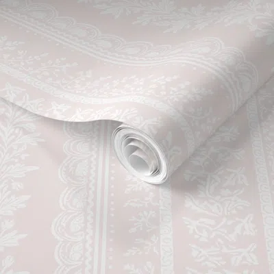 Spoonflower Pre-pasted Wallpaper Parish Stripe Rose Taupe  Removable