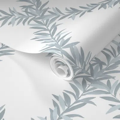 Spoonflower Pre-pasted Wallpaper Parma Grey Beefy Leafy Trellis Copy 2 2' X 12' Removable In Gray