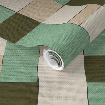 Spoonflower Pre-pasted Wallpaper Patchouli Zellige Mint  Removable