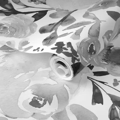 Spoonflower Pre-pasted Wallpaper Paxton Black And White 2' X 12' Removable In Multi