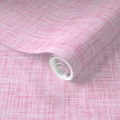 Spoonflower Pre-pasted Wallpaper Petal Pink Linen 2' X 12' Removable