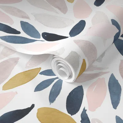 Spoonflower Pre-pasted Wallpaper Petal Prism Mod Pastel Gold 2' X 12' Removable