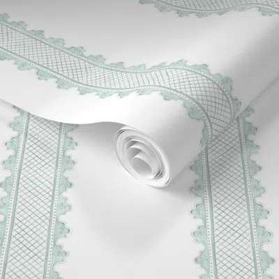 Spoonflower Pre-pasted Wallpaper Petite Clarabelle D3e6e0  Removable In Green