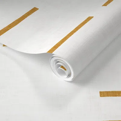 Spoonflower Pre-pasted Wallpaper Petra Line Ochre 2' X 12' Removable