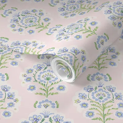 Spoonflower Pre-pasted Wallpaper Peyton Blockprint Pale Pink  Removable