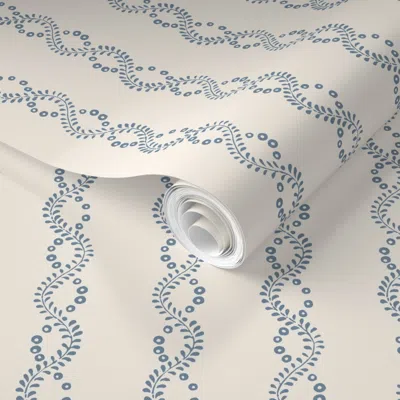Spoonflower Pre-pasted Wallpaper Pierre-blue 2' X 12' Removable