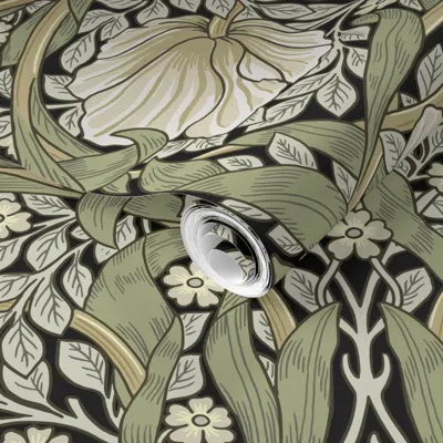 Spoonflower Pre-pasted Wallpaper Pimpernel William Morris Heritage Glamour & Cottage Flowers Deco 2' X 12' Remov
