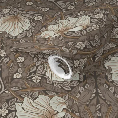 Spoonflower Pre-pasted Wallpaper Pimpernel William Morris Heritage Glamour & Cottage Flowers Deco 2' X 12' Remov