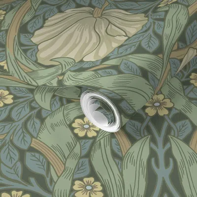 Spoonflower Pre-pasted Wallpaper Pimpernel William Morris Heritage Glamour & Cottage Flowers Deco 2' X 12' Remov