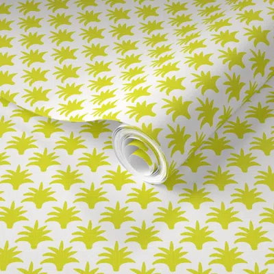 Spoonflower Pre-pasted Wallpaper Pinecone4 Citron 2' X 12' Removable