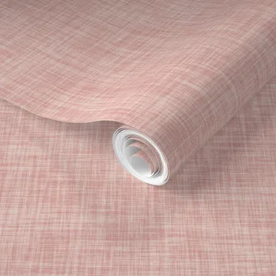 Spoonflower Pre-pasted Wallpaper Pink Linen 2' X 12' Removable In Multi