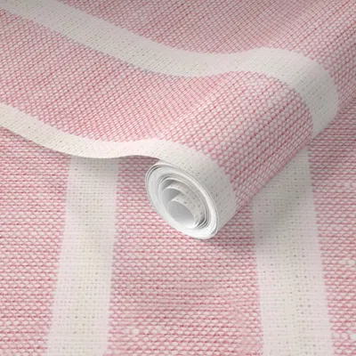 Spoonflower Pre-pasted Wallpaper Pink Linen Towel Vertical  Removable