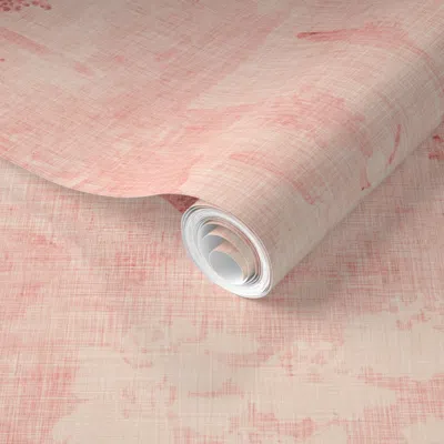 Spoonflower Pre-pasted Wallpaper Pink Silhouettes Of Herbal Plants Dusty Pink With A Vintage 2' X 12' Removable