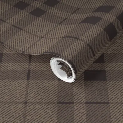 Spoonflower Pre-pasted Wallpaper Plaid Chocolate Brown - Large 2' X 12' Removable