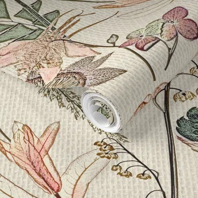 Spoonflower Pre-pasted Wallpaper Plaza Peach Poppy Tapestry  Removable
