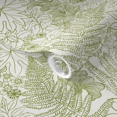 Spoonflower Pre-pasted Wallpaper Pnw Forage 2' X 12' Removable
