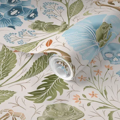 Spoonflower Pre-pasted Wallpaper Poison Garden In Cream For 2' X 12' Removable