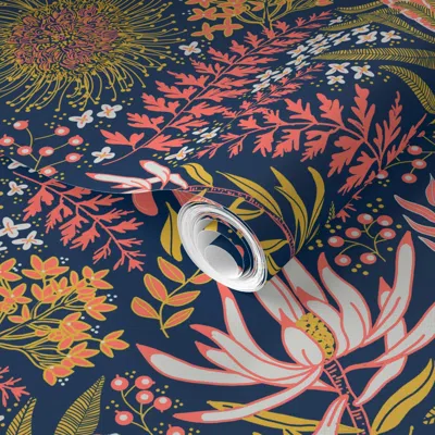 Spoonflower Pre-pasted Wallpaper Protea Garden 2' X 12' Removable