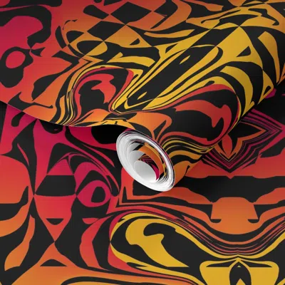 Spoonflower Pre-pasted Wallpaper Psychedelic Graffiti 1 L 2' X 12' Removable