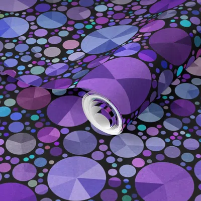 Spoonflower Pre-pasted Wallpaper Purple Circles 2' X 12' Removable