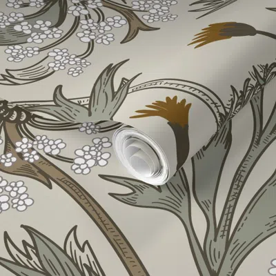 Spoonflower Pre-pasted Wallpaper Queen Anne's Lace 2' X 12' Removable In Multi