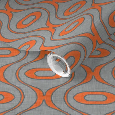 Spoonflower Pre-pasted Wallpaper Raindrop Linen New Orange 2' X 12' Removable