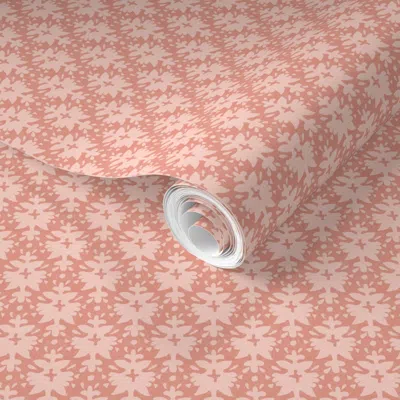 Spoonflower Pre-pasted Wallpaper Ralphie Coral Citrus 2' X 12' Removable