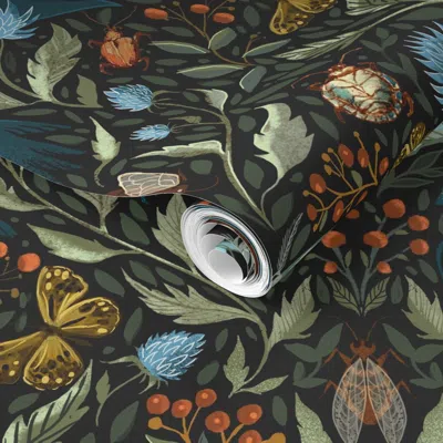 Spoonflower Pre-pasted Wallpaper Ravens Garden 2' X 12' Removable