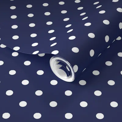 Spoonflower Pre-pasted Wallpaper Red And Blue .25 Inch Dot-02 2' X 12' Removable