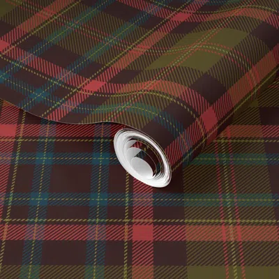 Spoonflower Pre-pasted Wallpaper Refined Bohemian Rustic Cabincore Tartan Plaid - Bright Olive Green - Pink 2' X