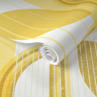 Spoonflower Pre-pasted Wallpaper Retro Mod Kitchen Flowers M+m Yolk Large By Friztin 2022 2' X 12' Removable
