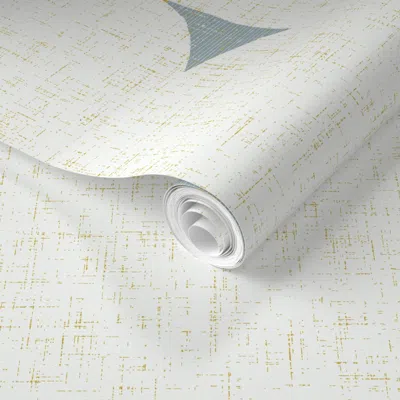 Spoonflower Pre-pasted Wallpaper Retro Mod Marshmallows M+m Ocher Slate Jumbo By Friztin 2' X 12' Removable