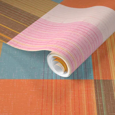 Spoonflower Pre-pasted Wallpaper Retro Mod Squiggles M+m Vanilla Jumbo By Friztin 2' X 12' Removable